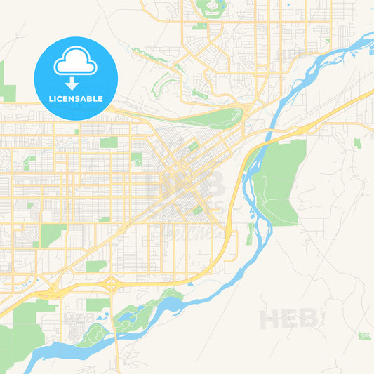 Empty vector map of Billings, Montana, USA