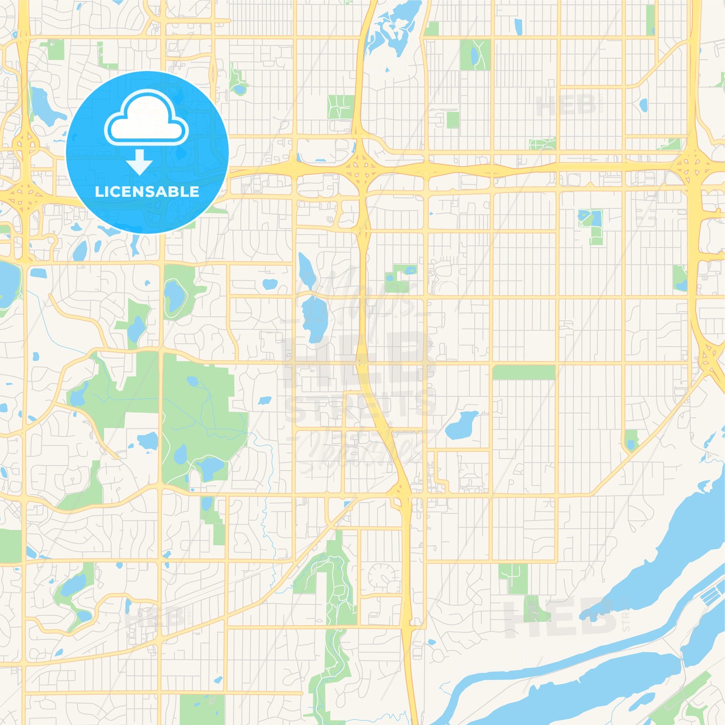 Empty vector map of Bloomington, Minnesota, USA