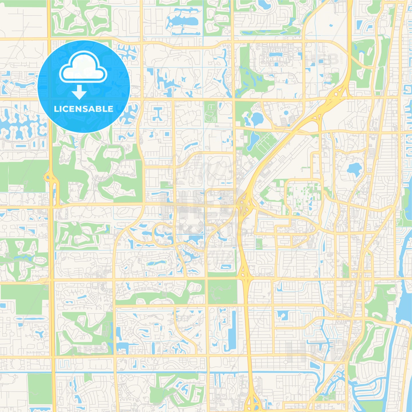 Empty vector map of Boca Raton, Florida, USA