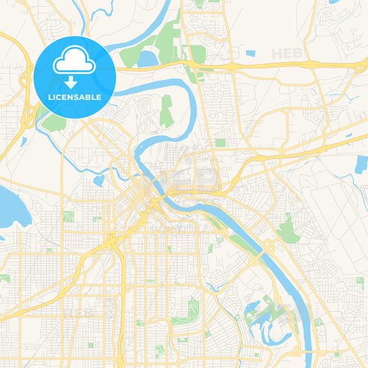Empty vector map of Bossier City, Louisiana, USA