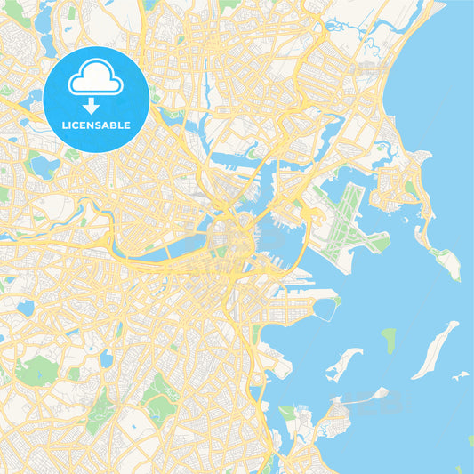 Empty vector map of Boston, Massachusetts, USA