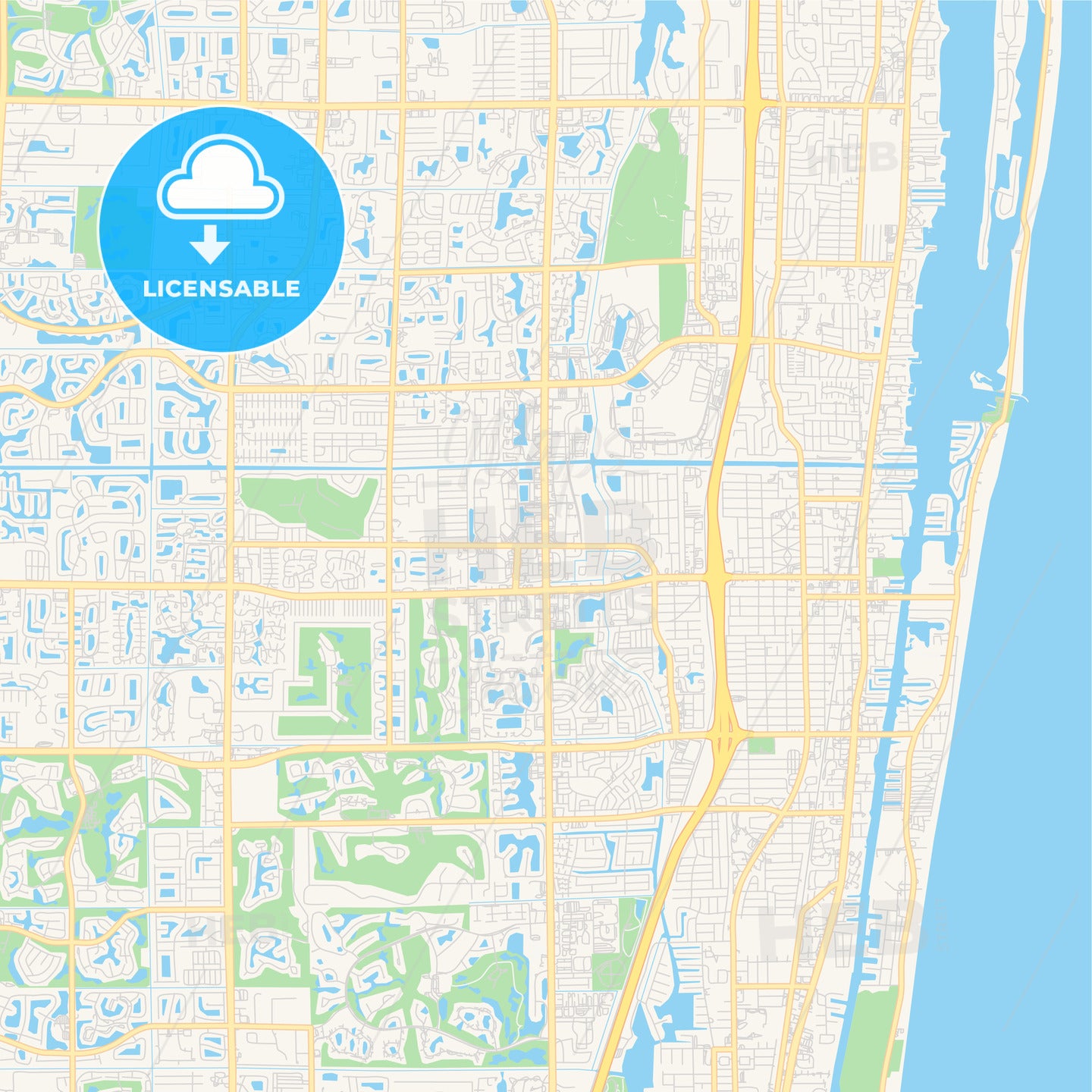 Empty vector map of Boynton Beach, Florida, USA