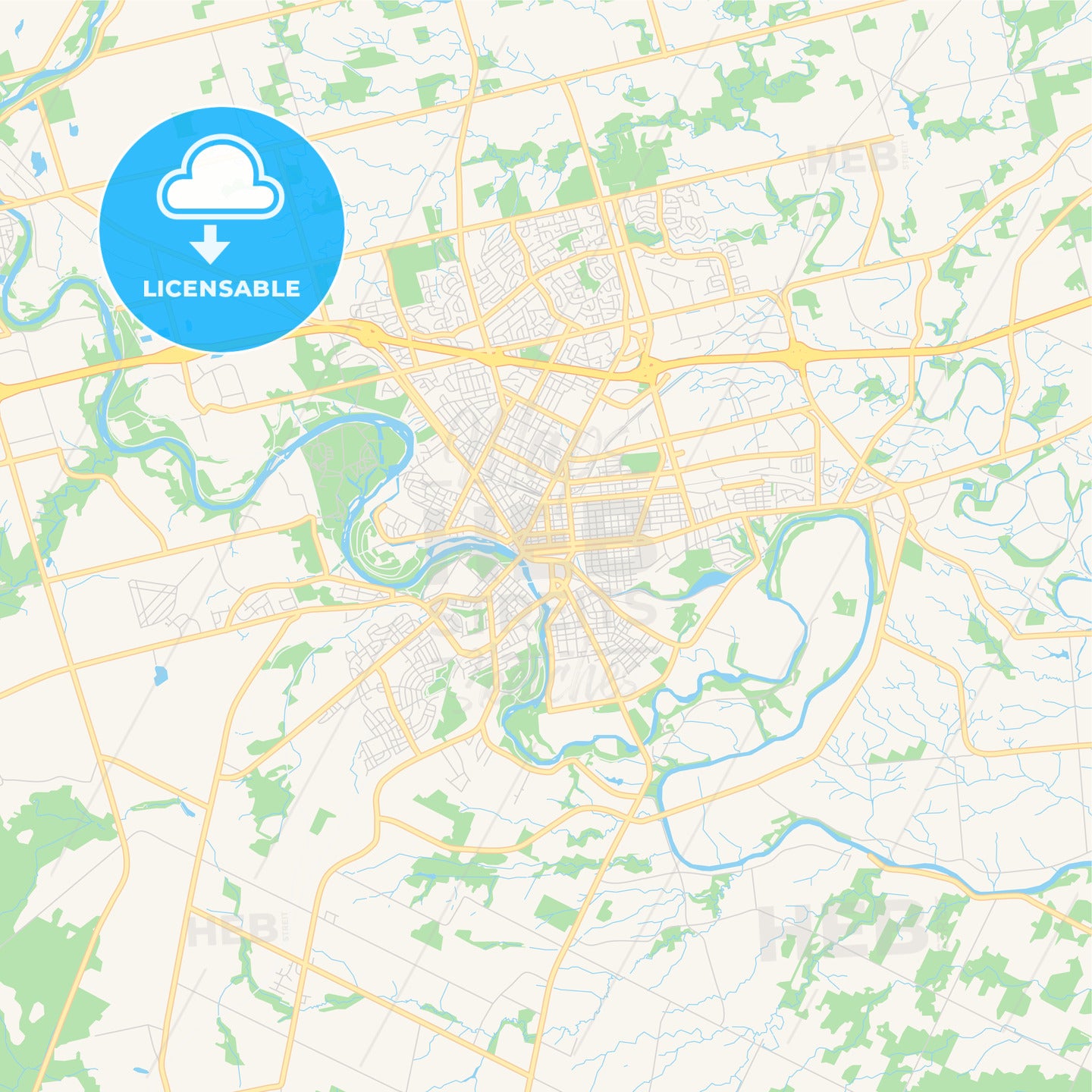Empty vector map of Brantford, Ontario, Canada