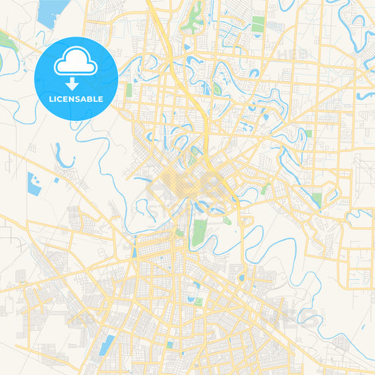 Empty vector map of Brownsville, Texas, USA