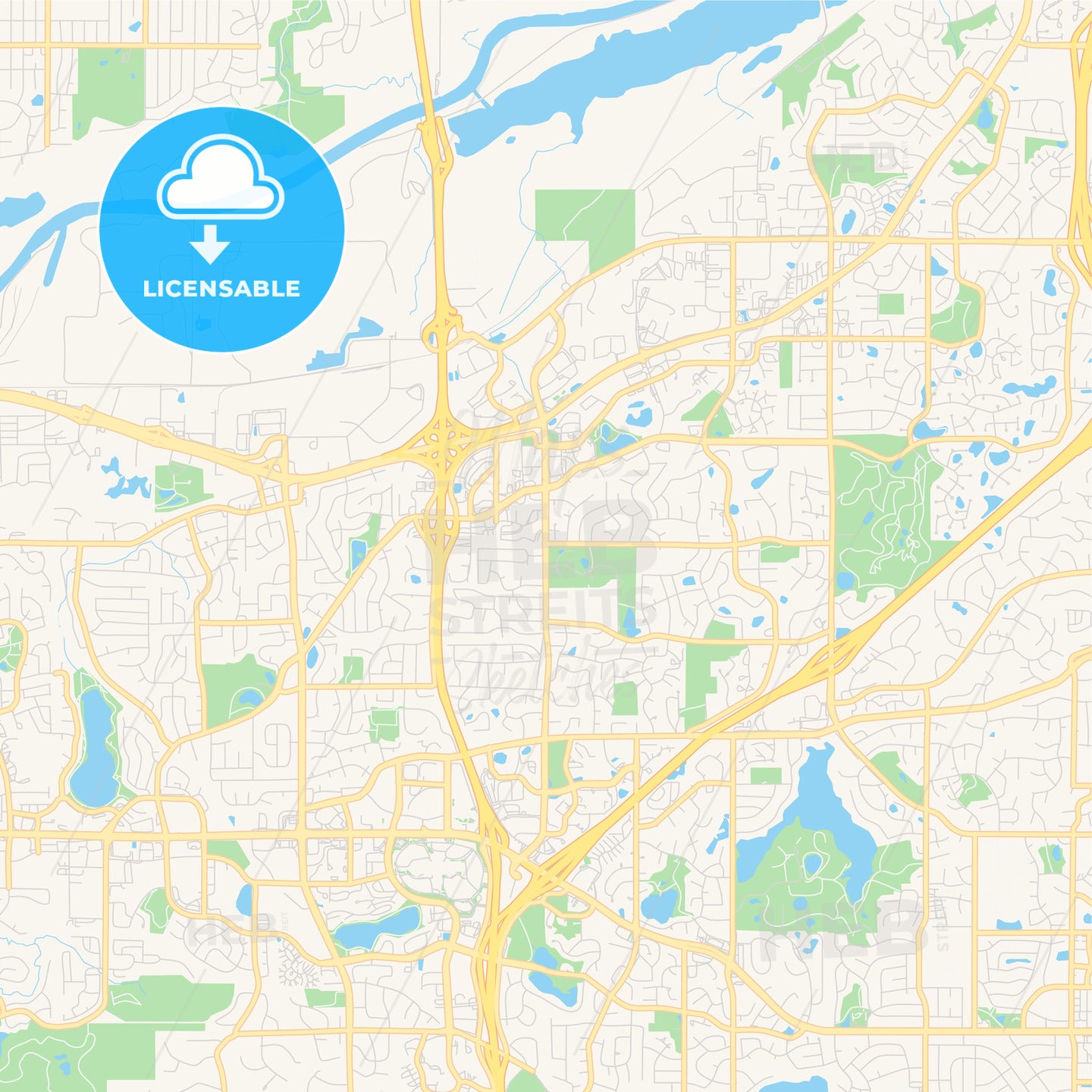 Empty vector map of Burnsville, Minnesota, USA