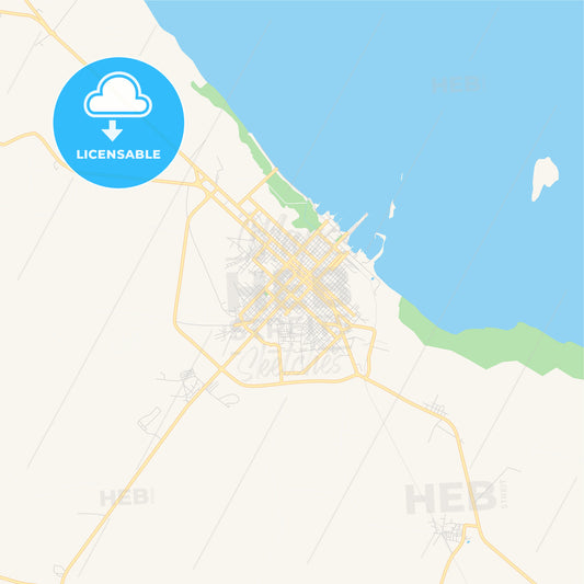 Empty vector map of Cárdenas, Matanzas, Cuba
