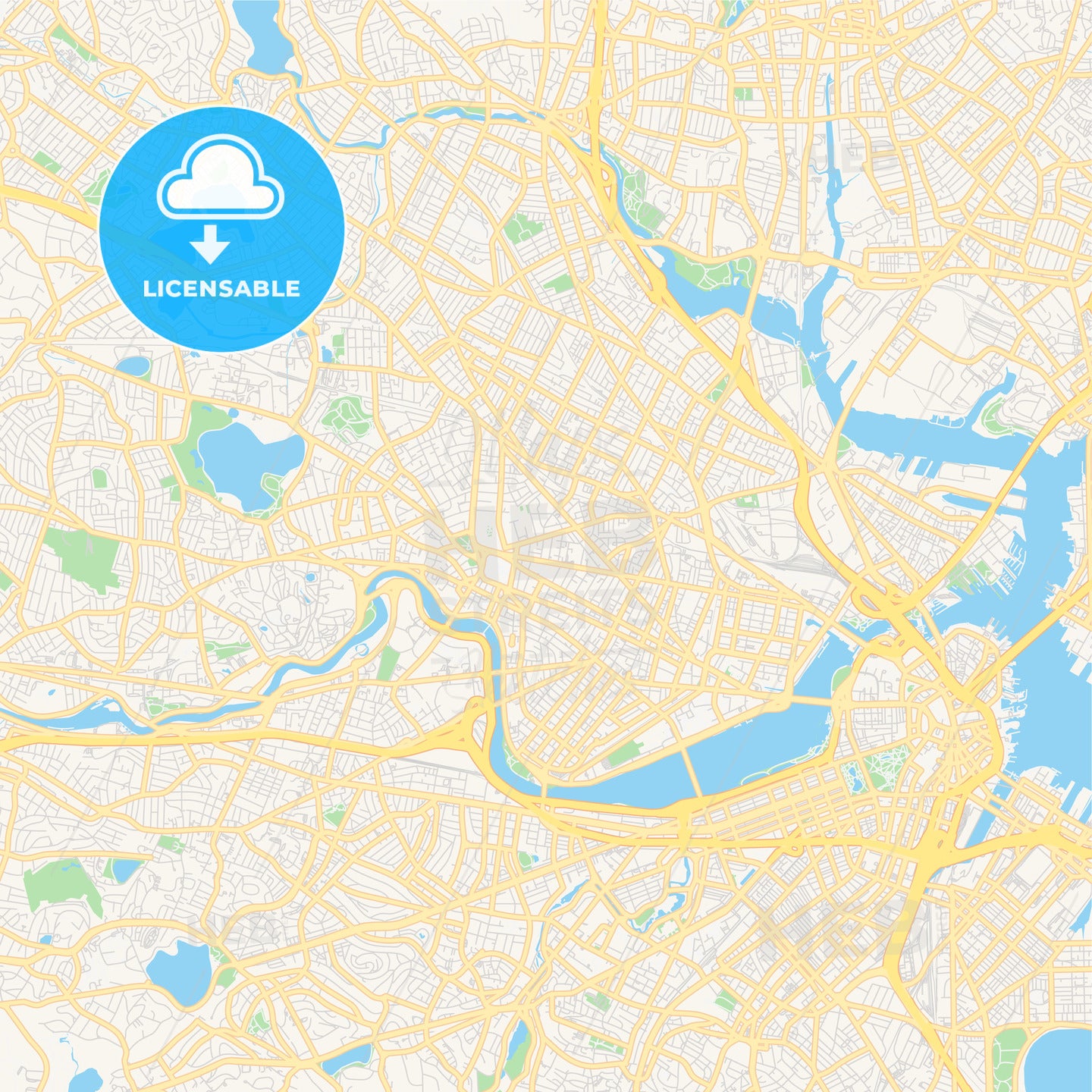 Empty vector map of Cambridge, Massachusetts, USA