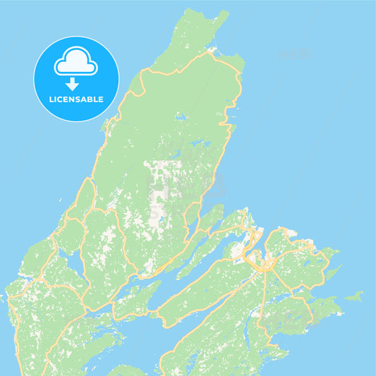 Empty vector map of Cape Breton, Nova Scotia, Canada