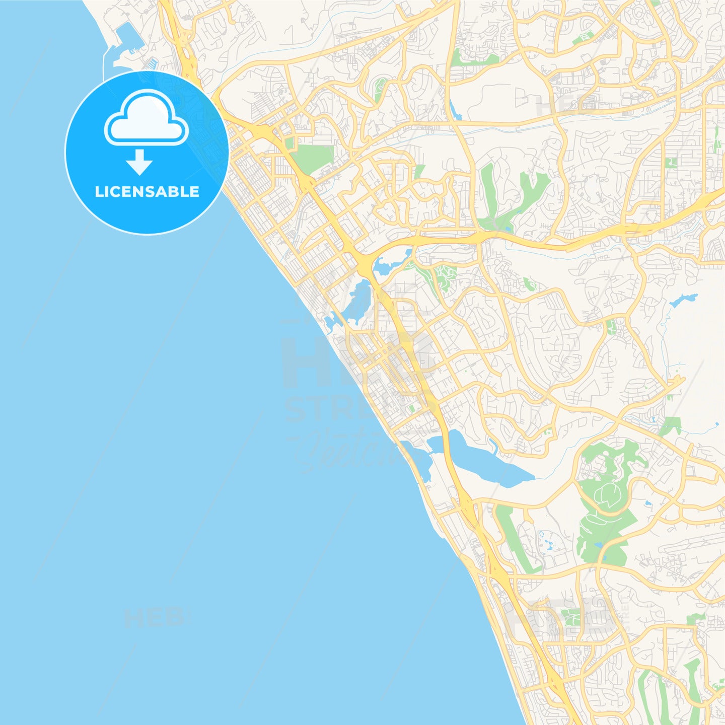 Empty vector map of Carlsbad, California, USA