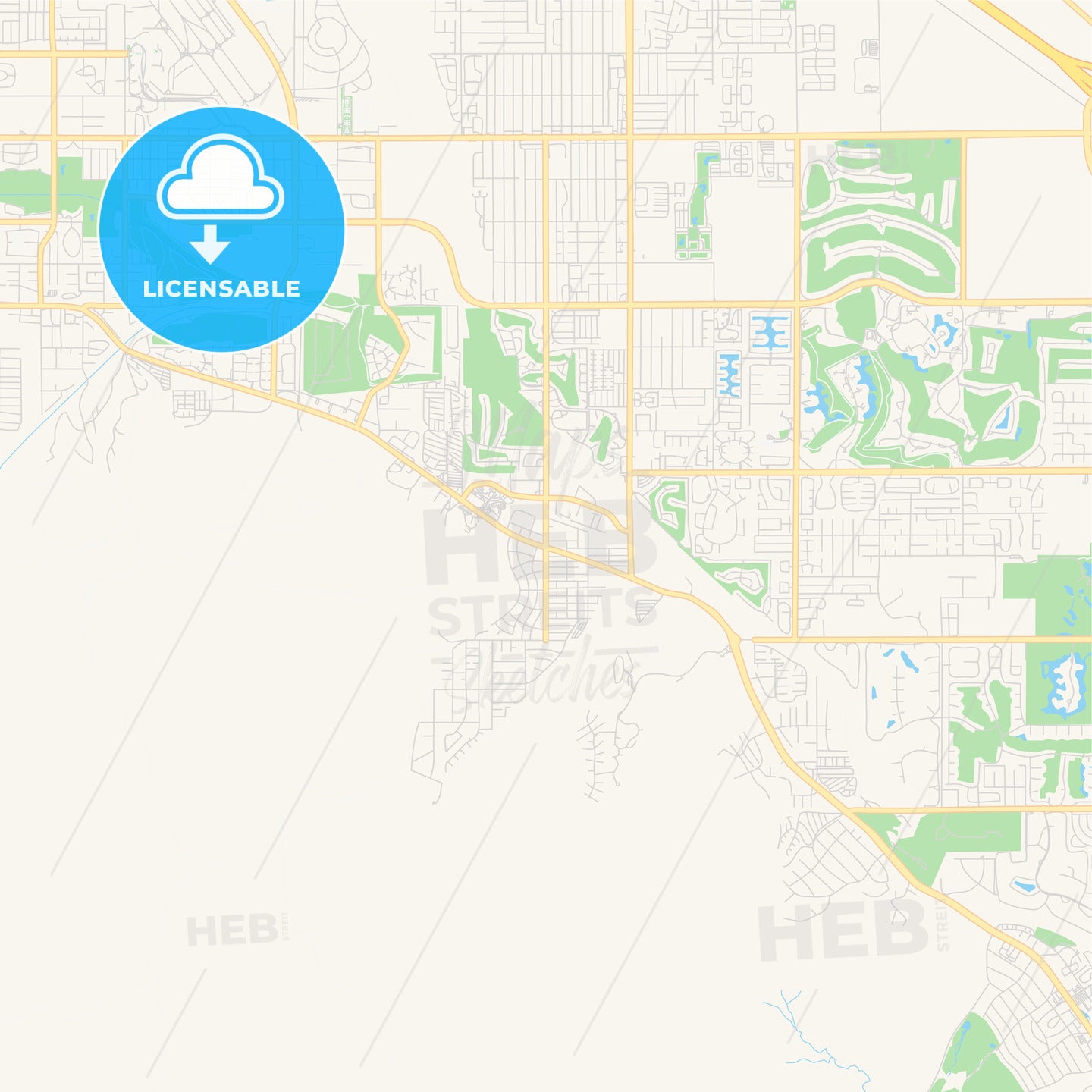 Empty vector map of Cathedral City, California, United States of America