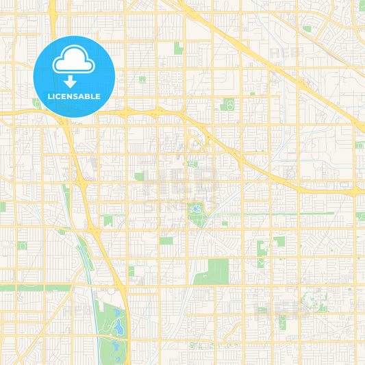 Empty vector map of Cerritos, California, United States of America