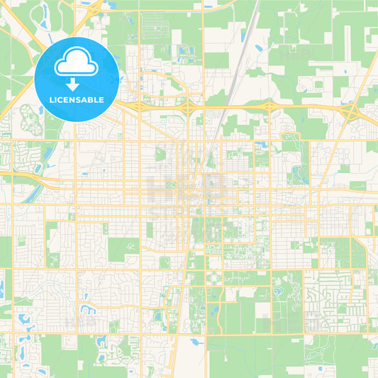 Empty vector map of Champaign, Illinois, USA