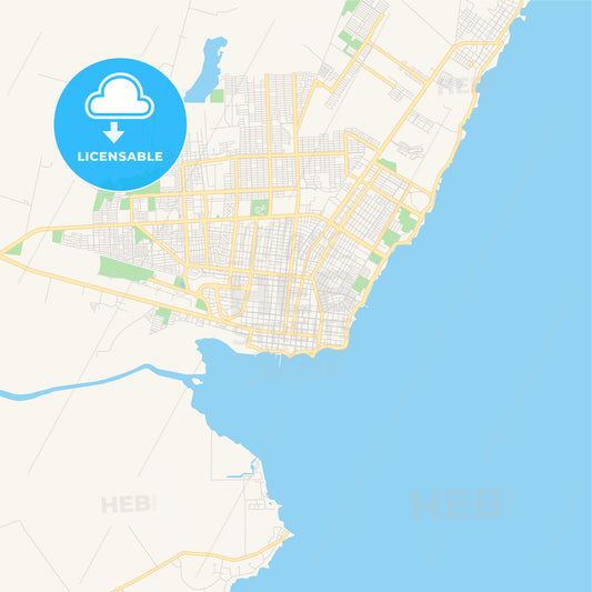 Empty vector map of Chetumal, Quintana Roo, Mexico