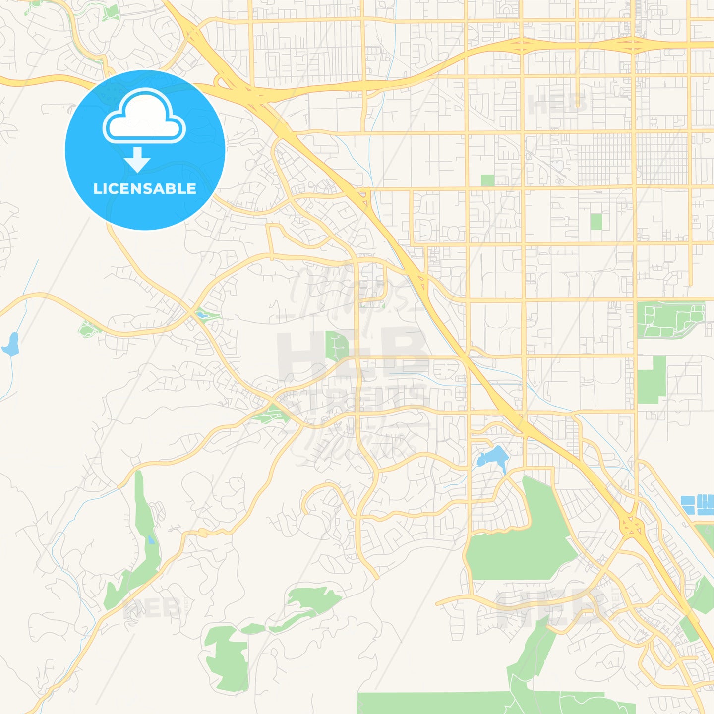 Empty vector map of Chino Hills, California, USA