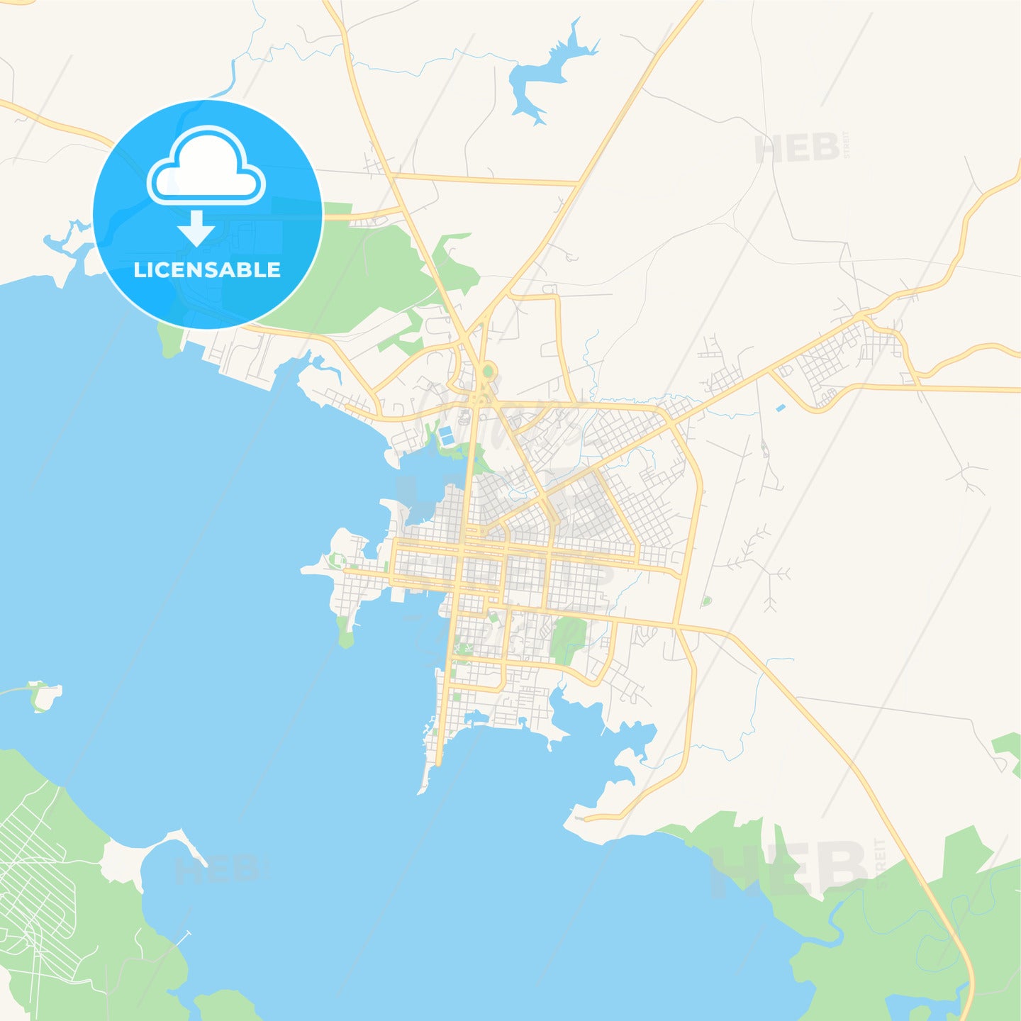Empty vector map of Cienfuegos, Cienfuegos, Cuba