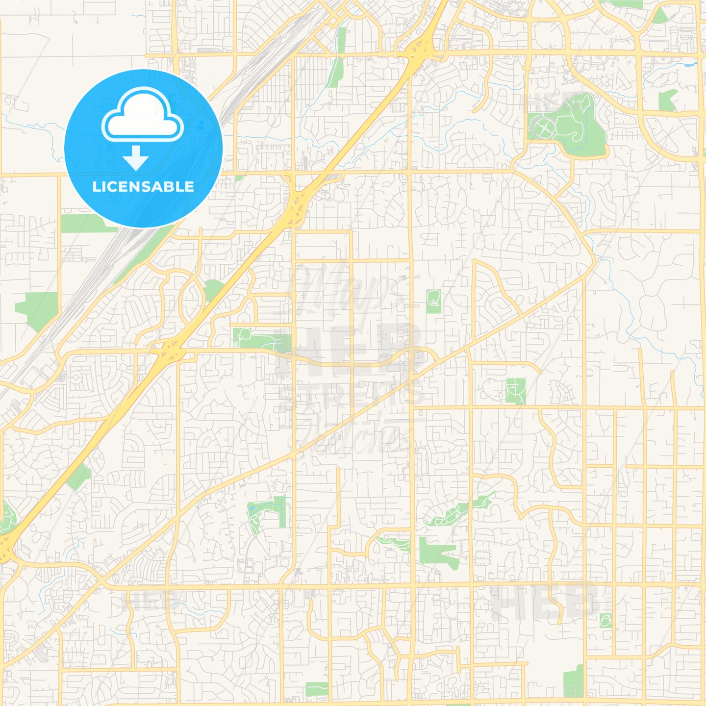 Empty vector map of Citrus Heights, California, USA