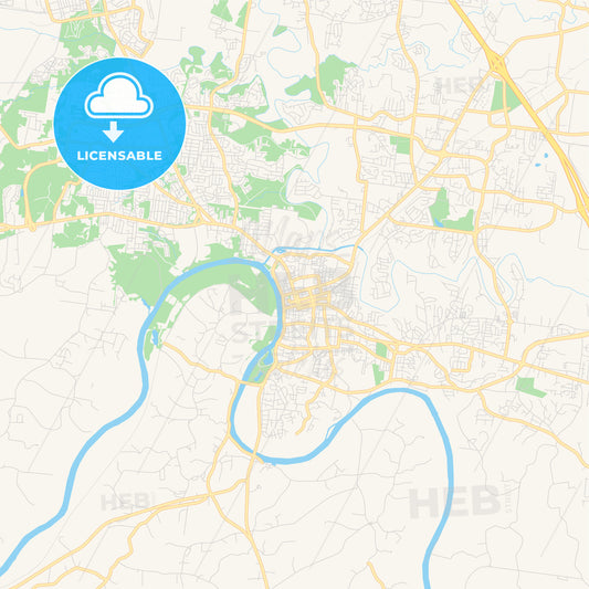 Empty vector map of Clarksville, Tennessee, USA
