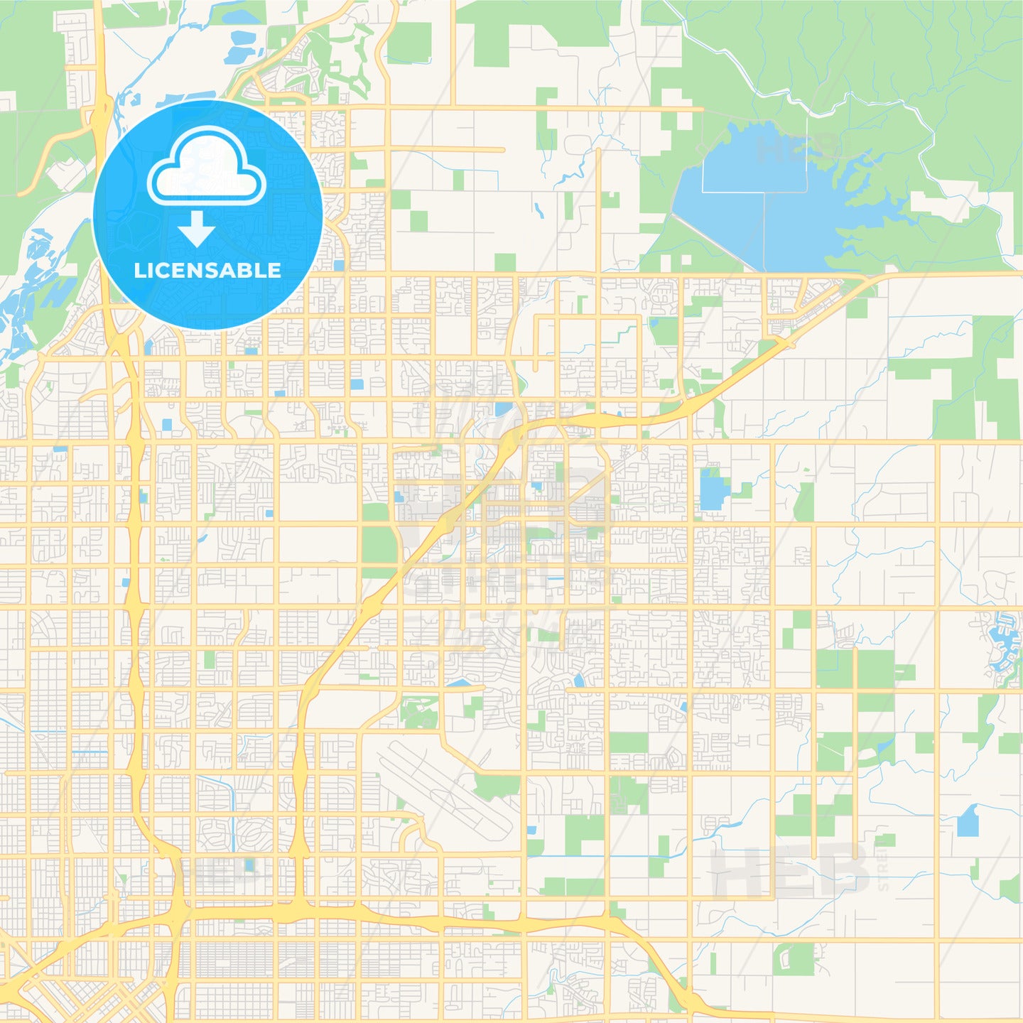 Empty vector map of Clovis, California, USA