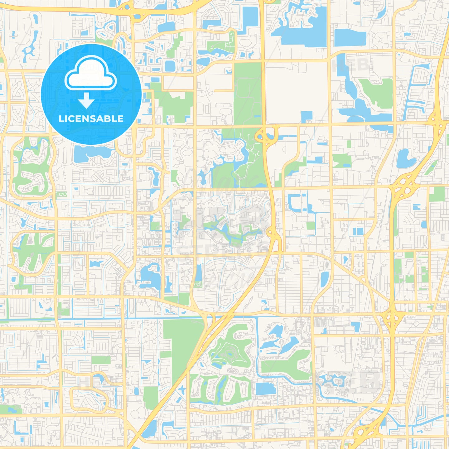 Empty vector map of Coconut Creek, Florida, USA