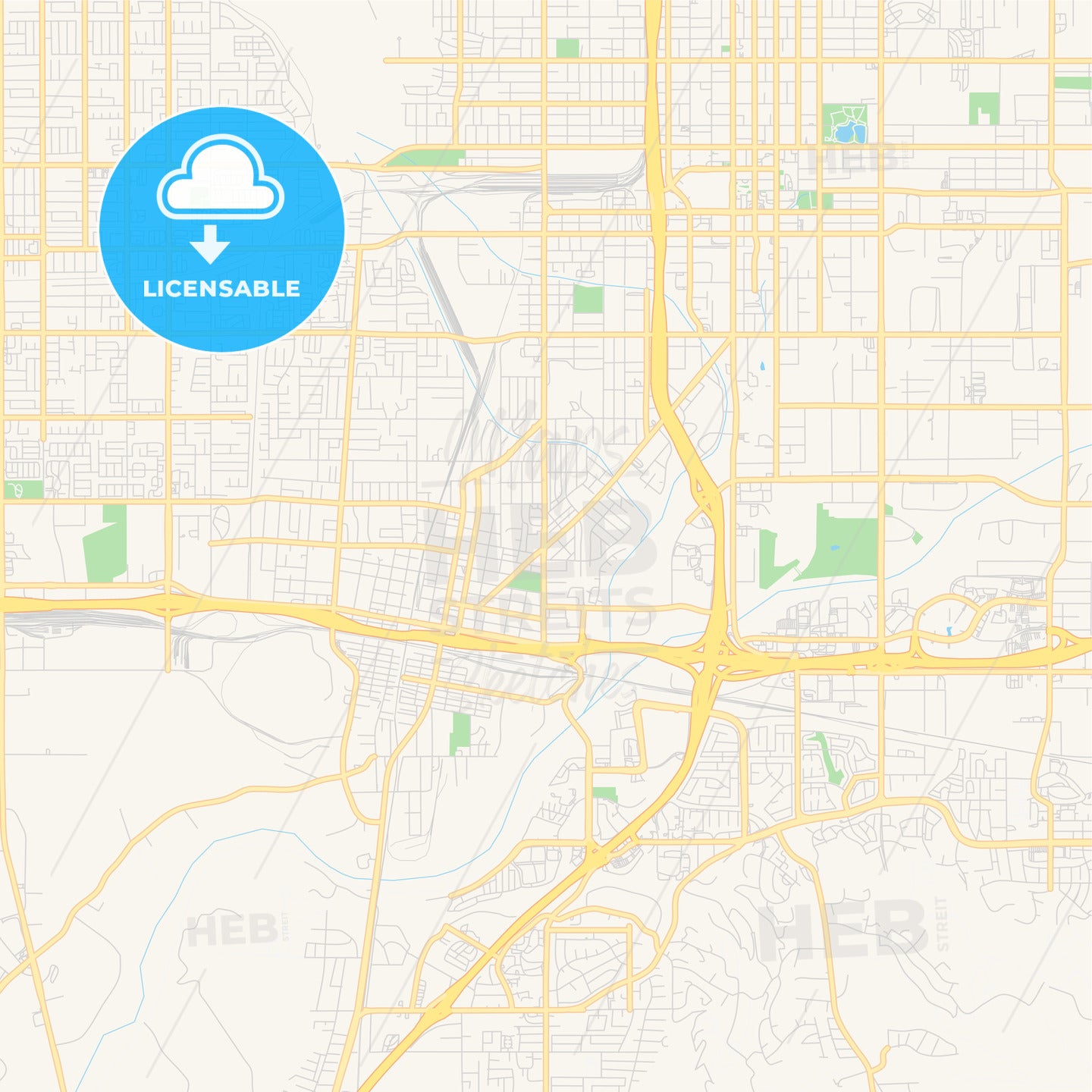 Empty vector map of Colton, California, USA