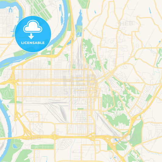 Empty vector map of Council Bluffs, Iowa, USA