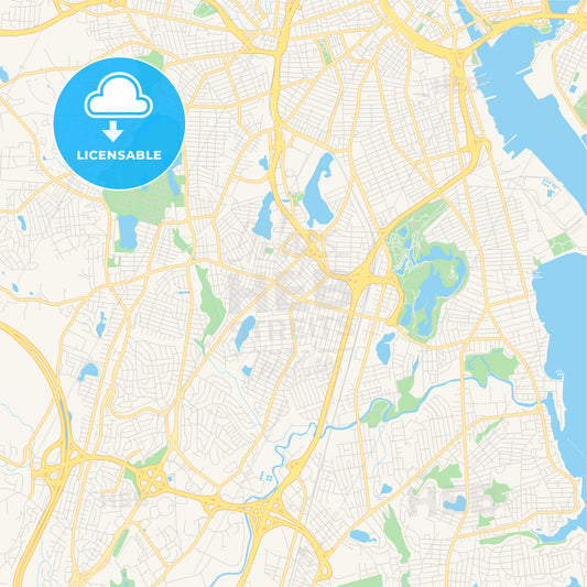 Empty vector map of Cranston, Rhode Island, USA
