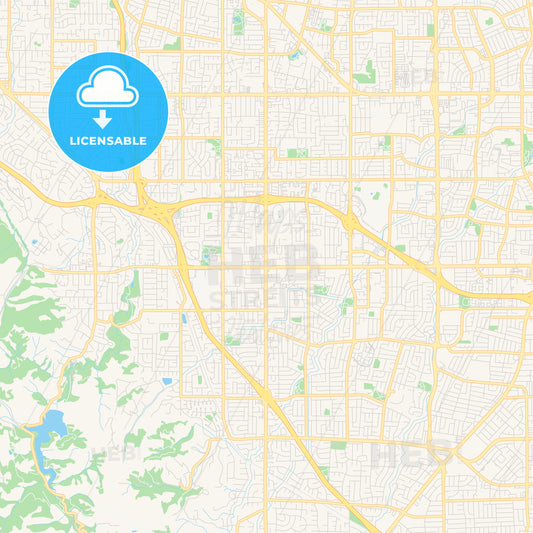 Empty vector map of Cupertino, California, USA