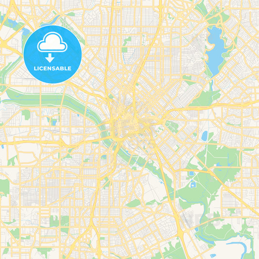 Empty vector map of Dallas, Texas, USA