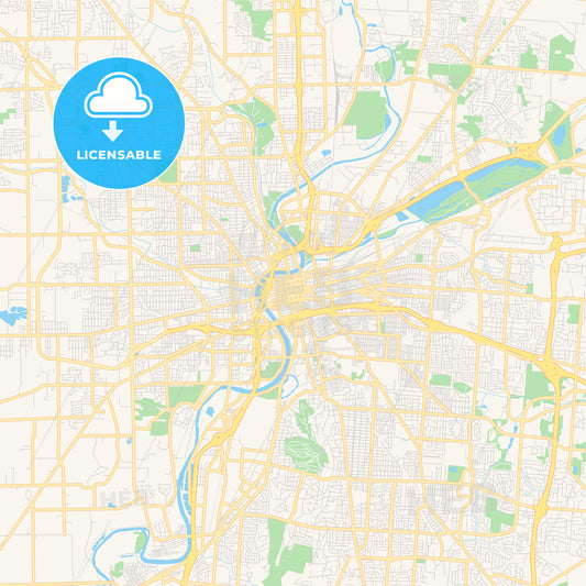 Empty vector map of Dayton, Ohio, USA