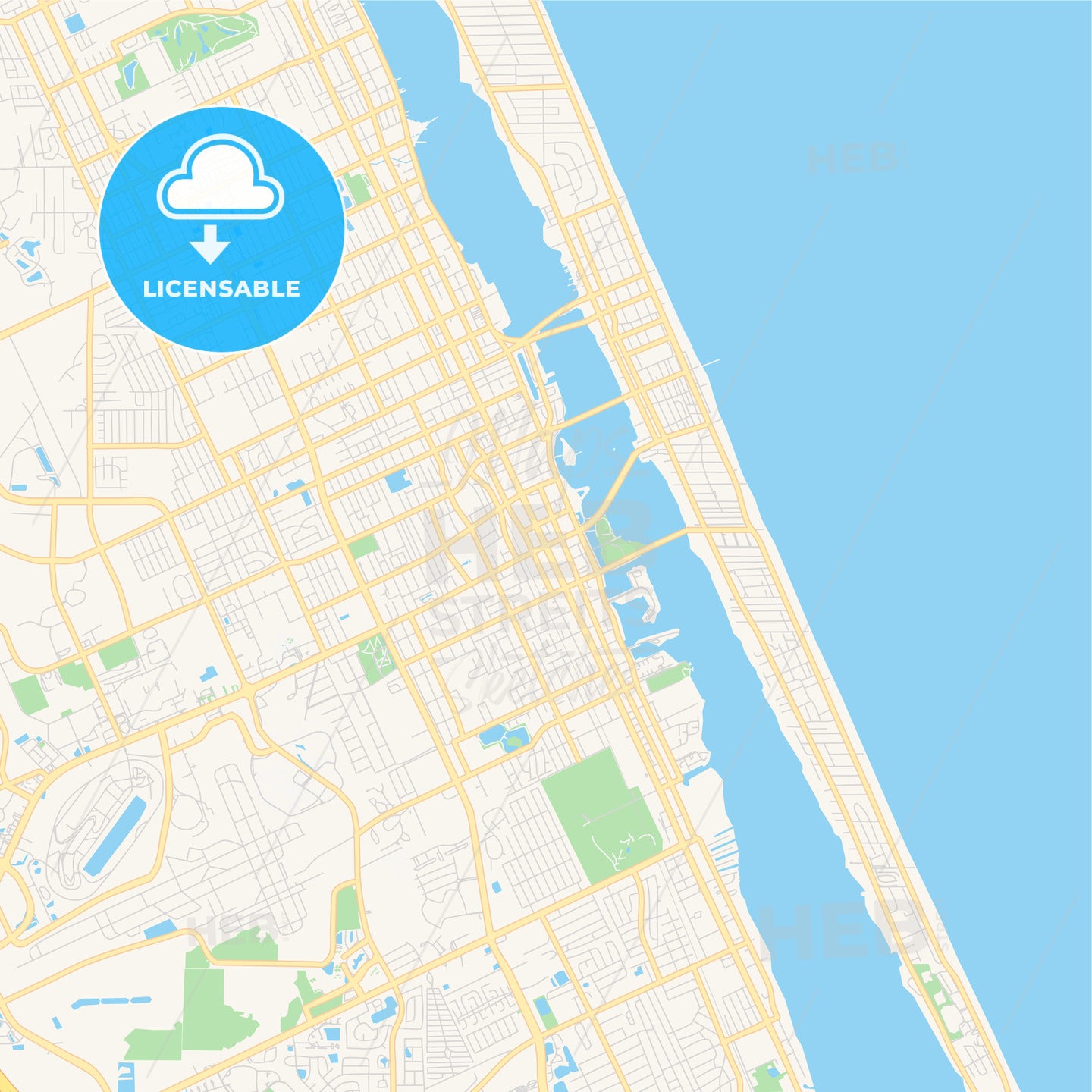 Empty vector map of Daytona Beach, Florida, USA