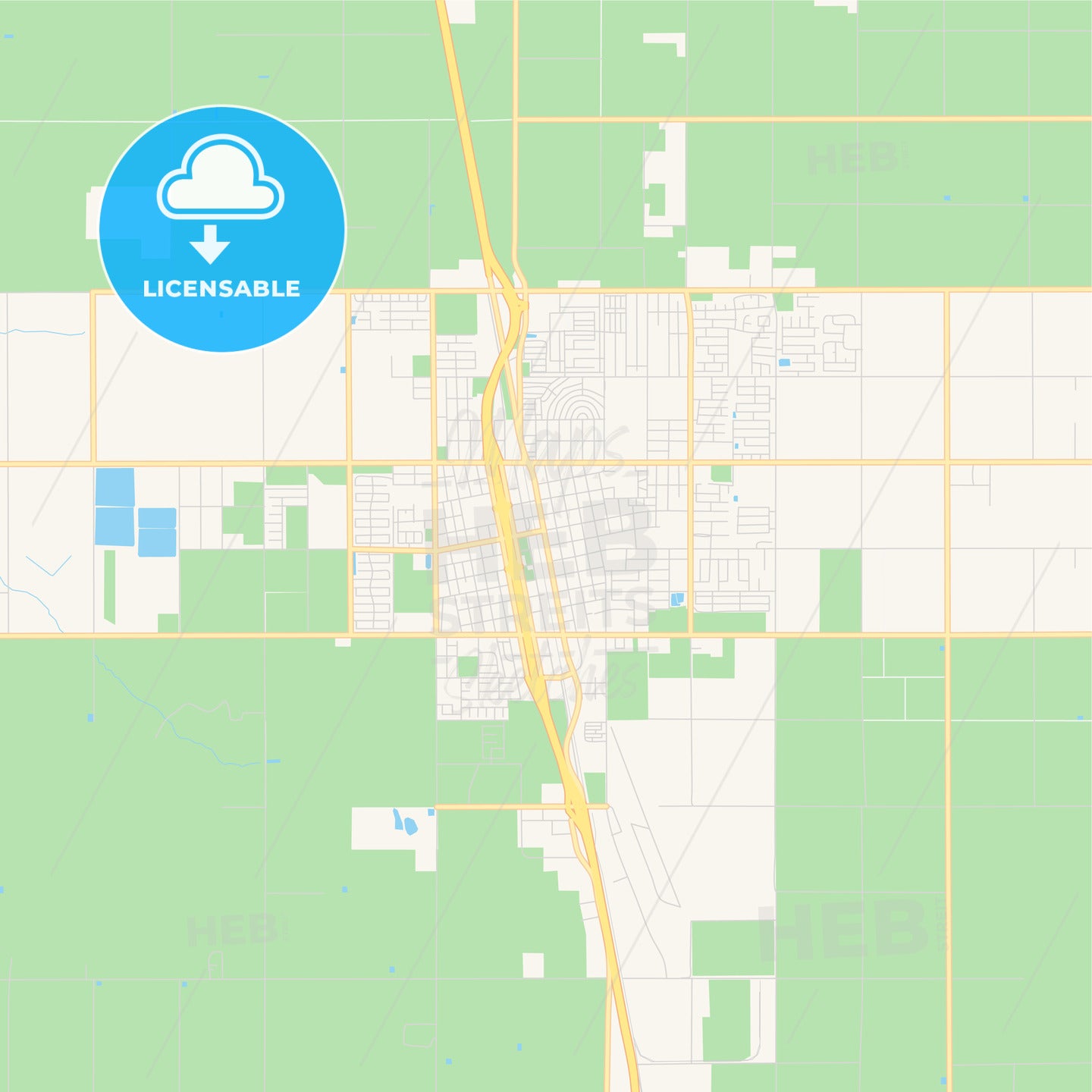 Empty vector map of Delano, California, United States of America