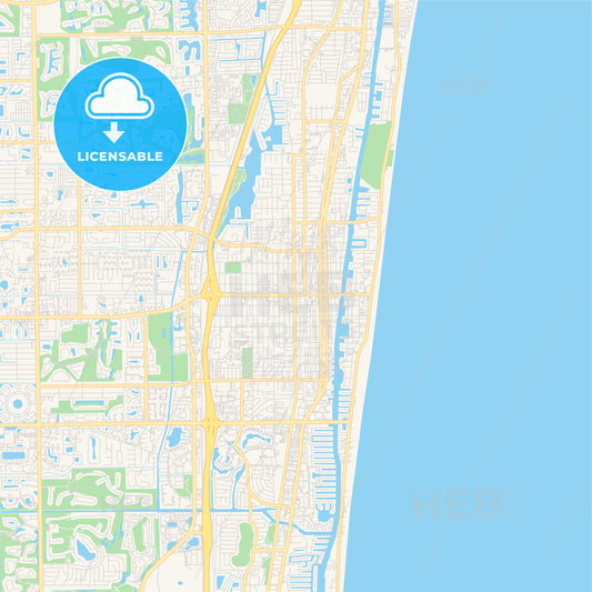 Empty vector map of Delray Beach, Florida, USA