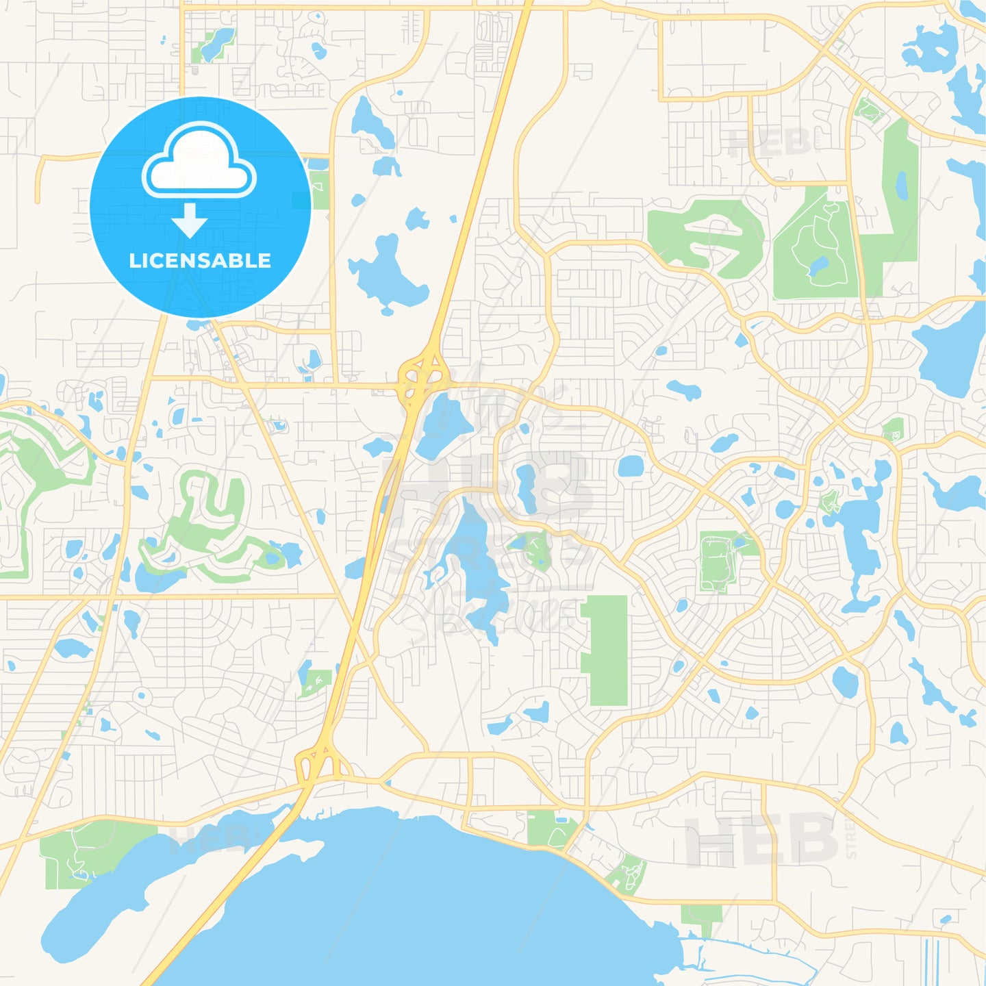 Empty vector map of Deltona, Florida, USA