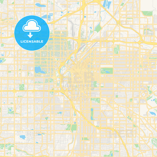 Empty vector map of Denver, Colorado, USA