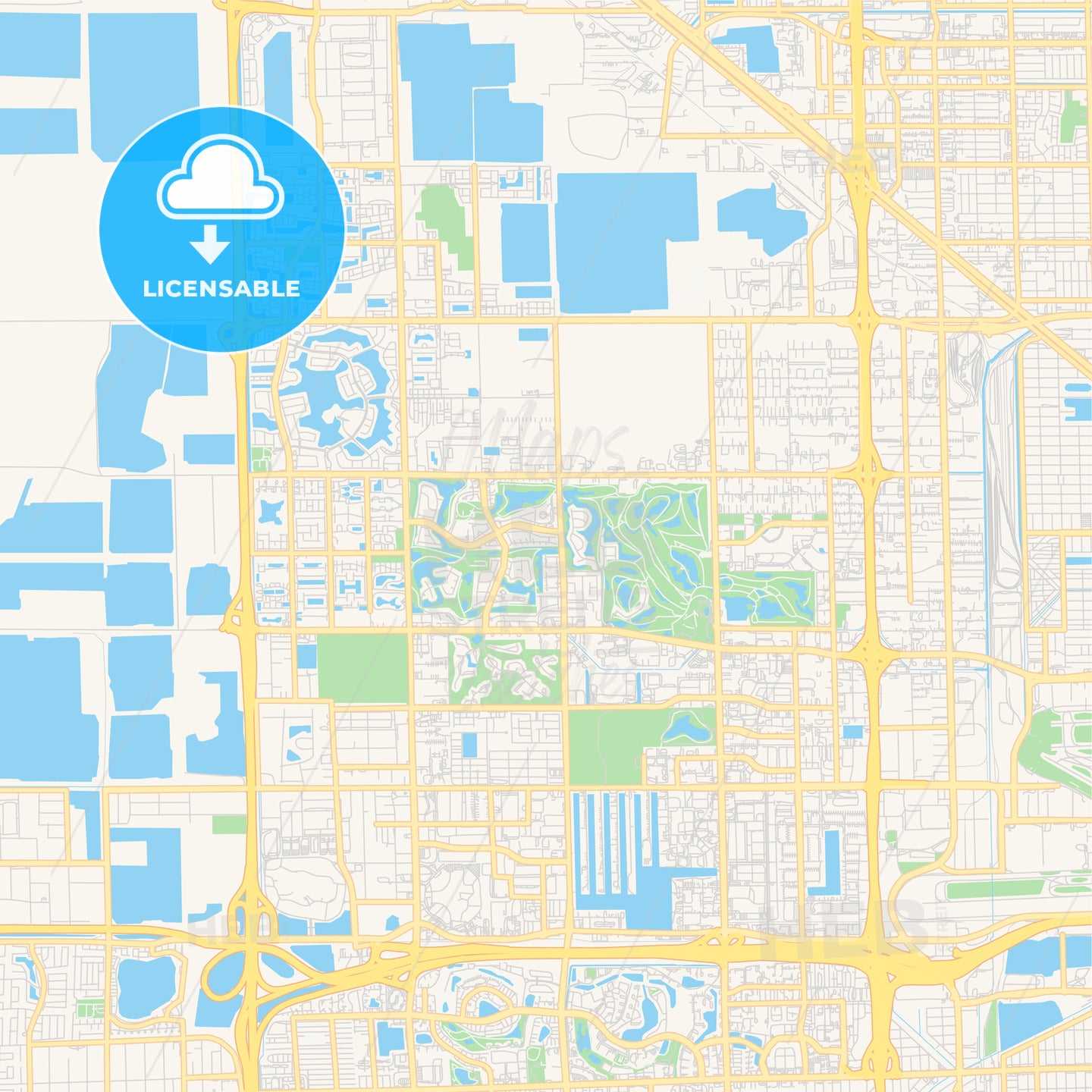 Empty vector map of Doral, Florida, USA