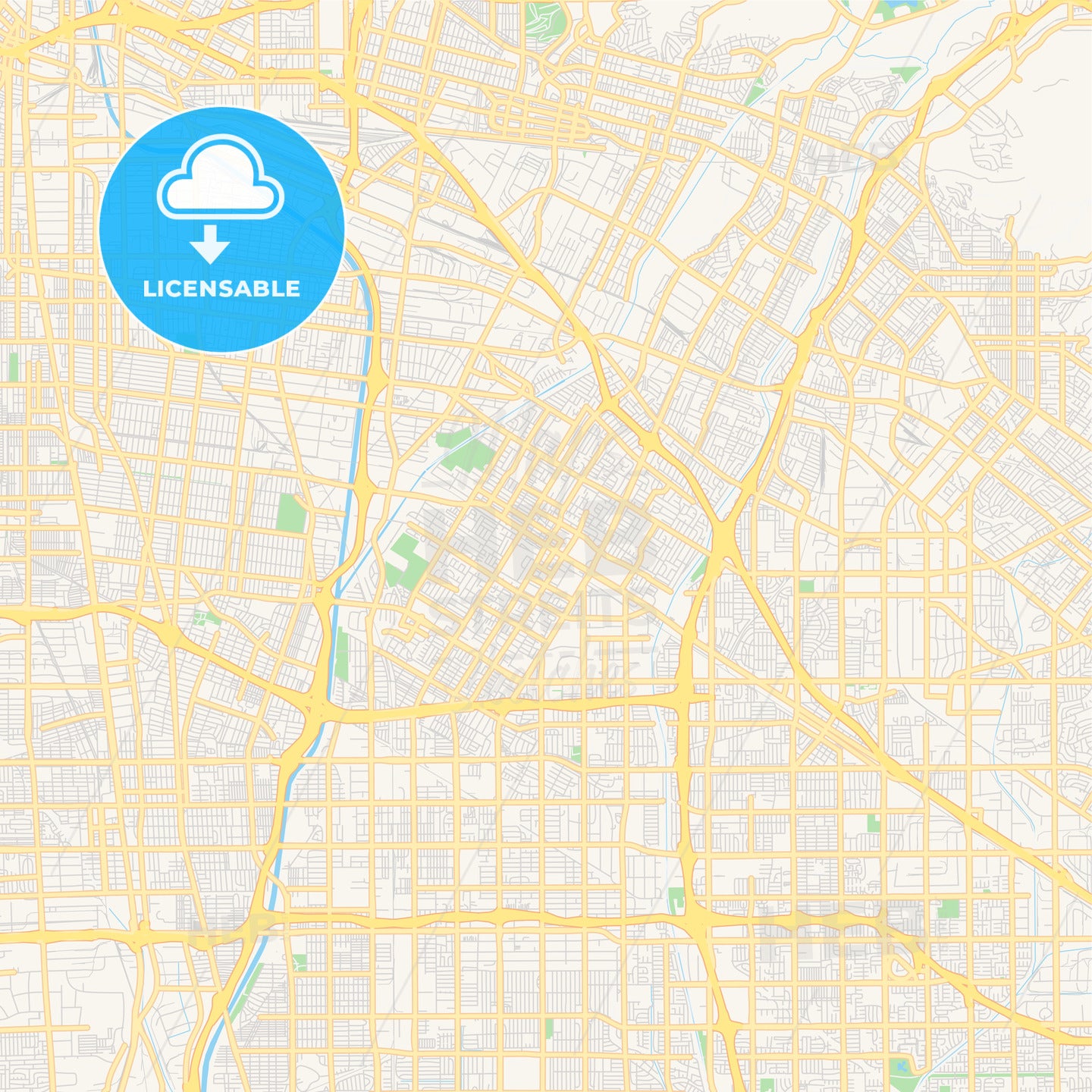 Empty vector map of Downey, California, USA