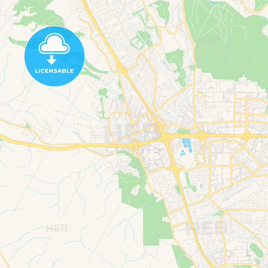 Empty vector map of Dublin, California, USA