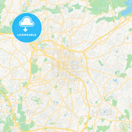 Empty vector map of Durham, North Carolina, USA