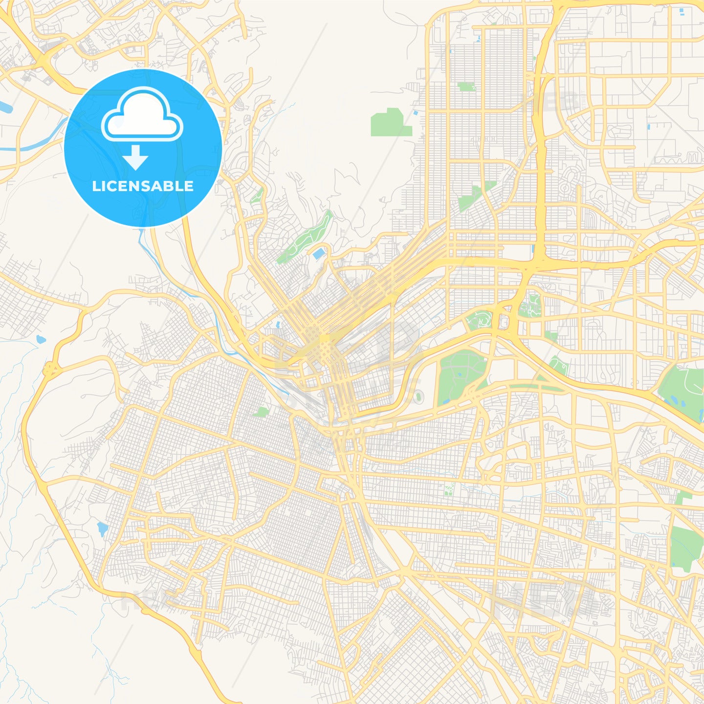 Empty vector map of El Paso, Texas, USA