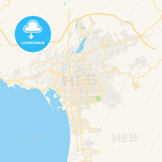 Empty vector map of Ensenada, Baja California, Mexico