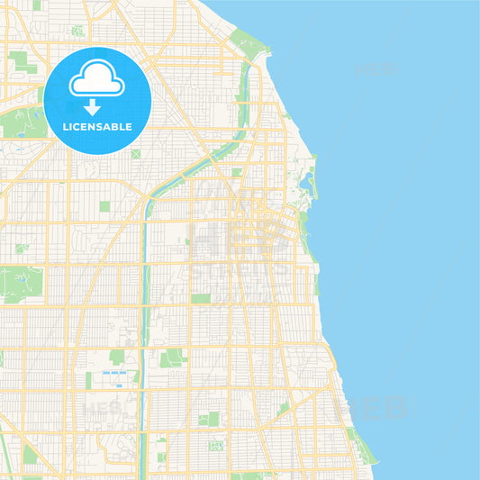 Empty vector map of Evanston, Illinois, USA