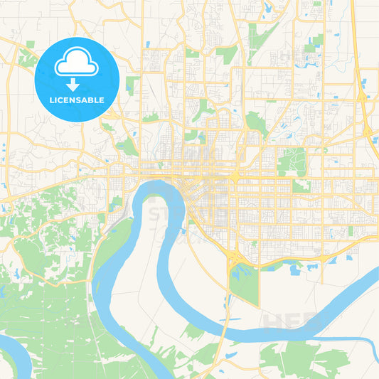 Empty vector map of Evansville, Indiana, USA