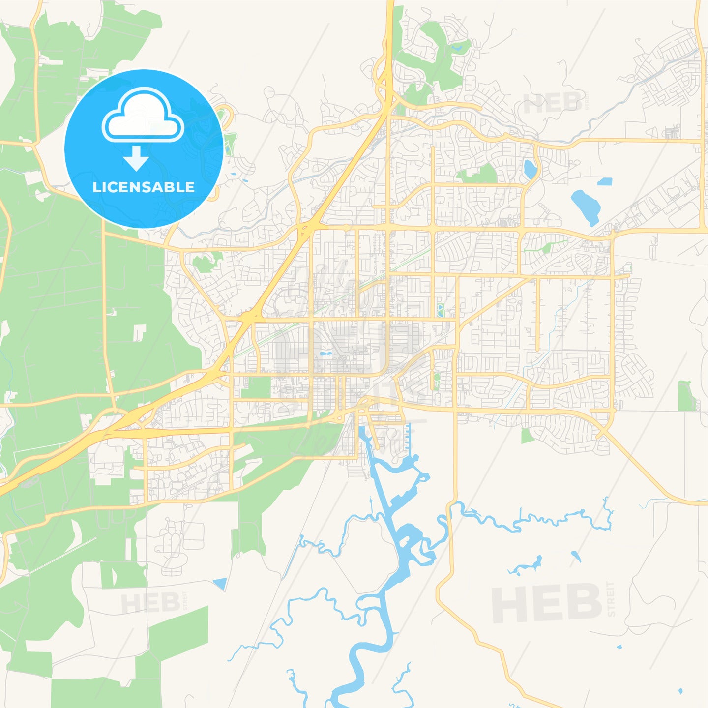 Empty vector map of Fairfield, California, USA