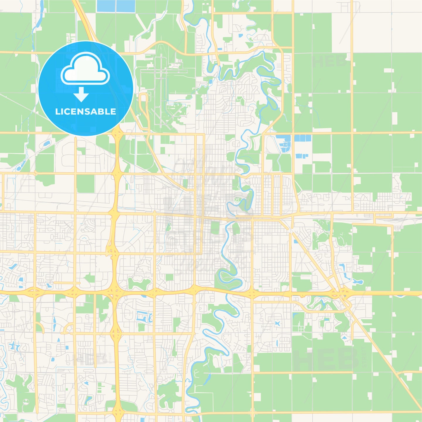 Empty vector map of Fargo, North Dakota, USA