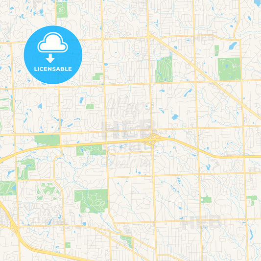 Empty vector map of Farmington Hills, Michigan, USA