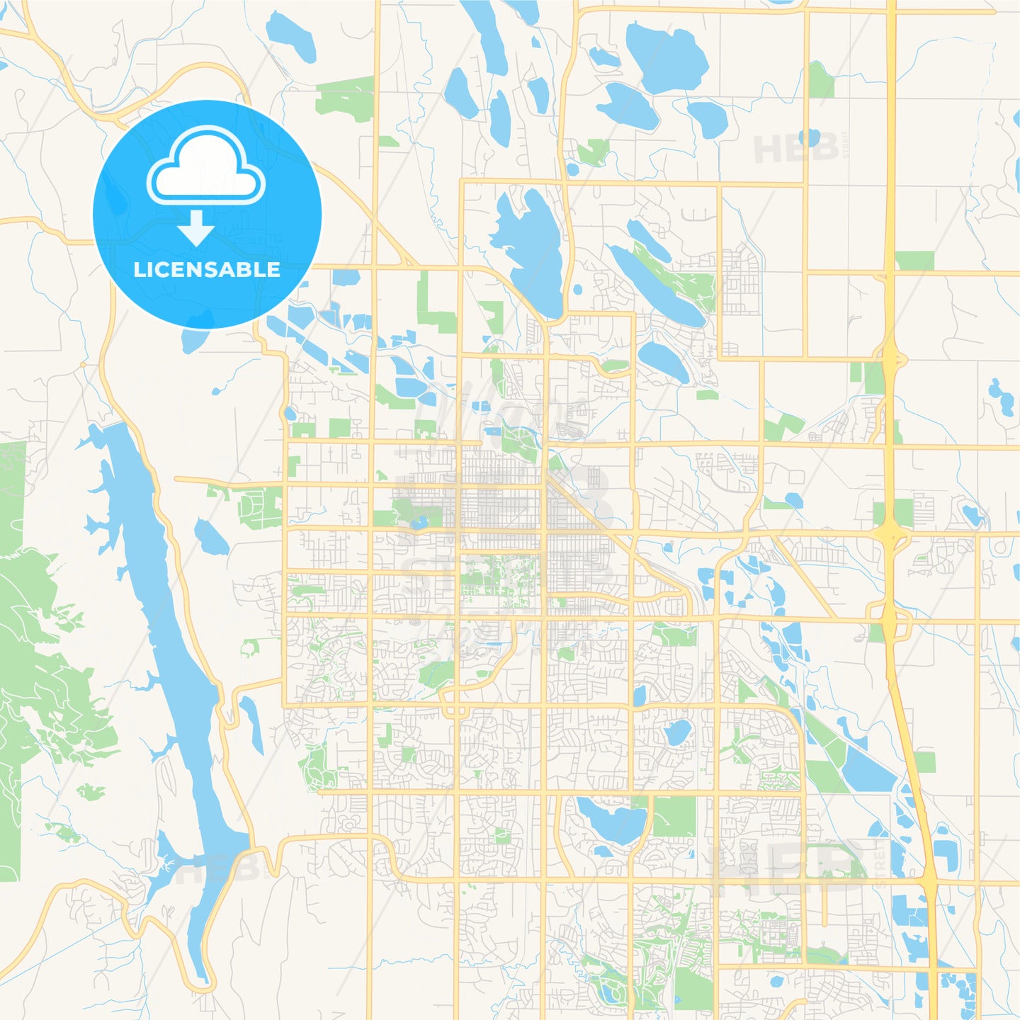 Empty vector map of Fort Collins, Colorado, USA