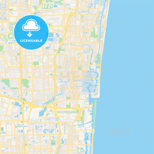 Empty vector map of Fort Lauderdale, Florida, USA