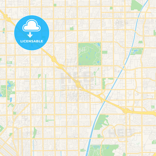 Empty vector map of Fountain Valley, California, USA