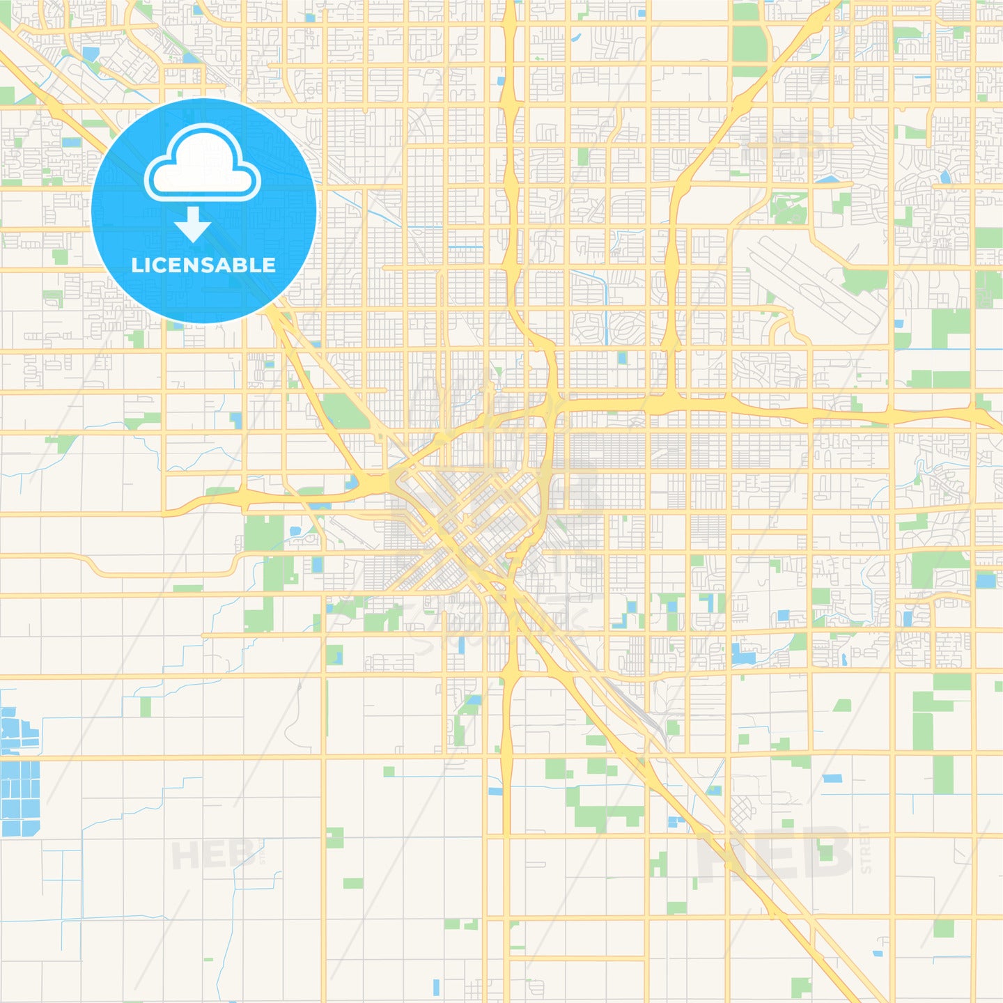 Empty vector map of Fresno, California, USA