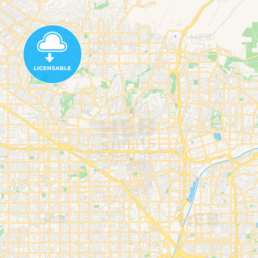 Empty vector map of Fullerton, California, USA